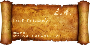 Leif Ariadné névjegykártya